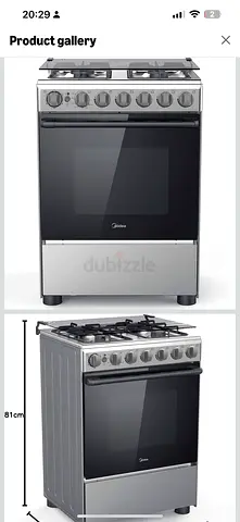 Midea 4-Burner Gas Cooker with Oven - 81 cm, Stainless Steel