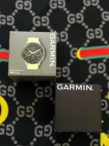 Garmin Venu 4 45mm boxed smartwatch - unopened, Full box & accessories, silver case with citron band