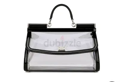 Dolce and Gabbana Transparent PVC Top Handle Handbag with Black Trim