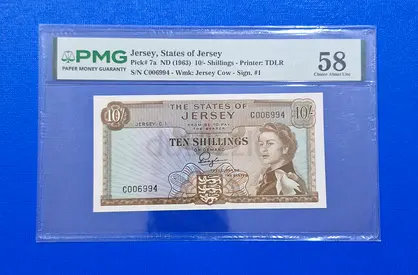 1963 Jersey 10 schilling Banknote