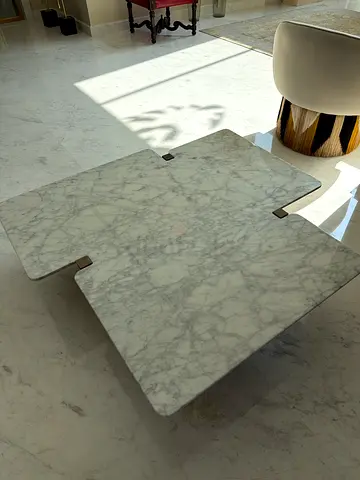 White Marble Coffee Table - Modern Low Profile