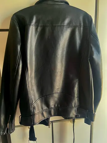 Black Leather Biker Jacket - Men's Size (Gently Used)