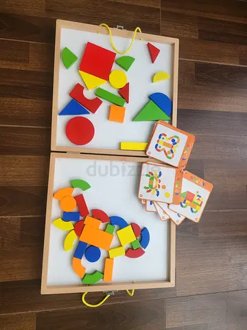 Wooden Magnetic Shape Puzzle Set with Pattern Cards - Used