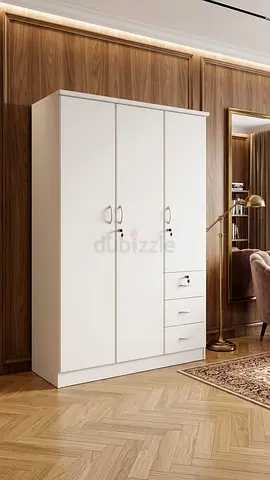 Three-door white wardrobe with drawers - brand new