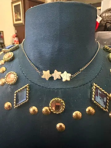 Silver three-star pendant necklace, gently used