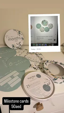 Set of Baby Milestone Cards with Photo Frame - Mint Floral (Used)
