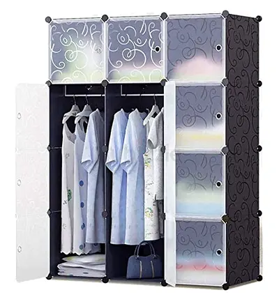 Modular Portable Wardrobe Closet with Hanging Rods and Shelves