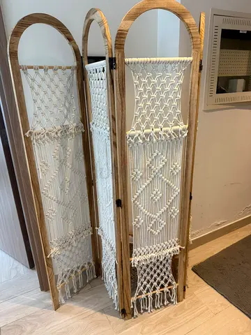 Handmade Wooden Frame Macramé Room Divider / Privacy Screen