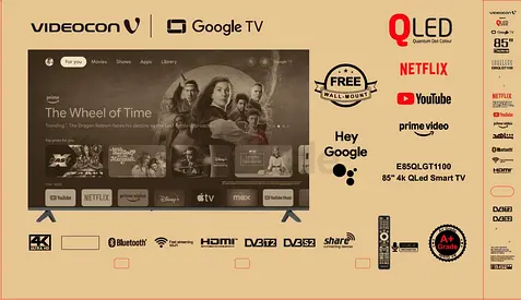 Videocon 85" 4K QLED Smart TV (Google TV) - Like New in Box