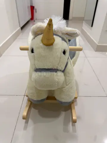 Plush Wooden Rocking Unicorn for Toddlers - Soft and Stable! Excellent condition