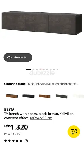 IKEA BESTÅ TV bench with doors, black-brown concrete effect, 180x42x38 cm