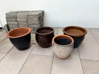 Ceramic Round Plant Pot - 20 to 25 cm (Qty. 4)