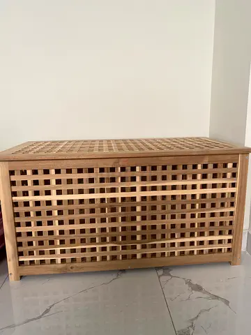 Solid Wooden Slatted Storage Bench / Shoe Cabinet - Natural Finish