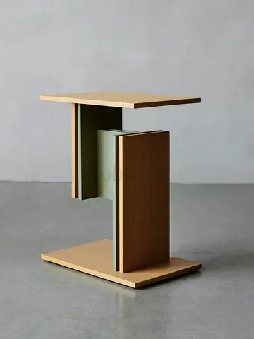 Modern Minimalist Side Table with Wood & Olive Accents