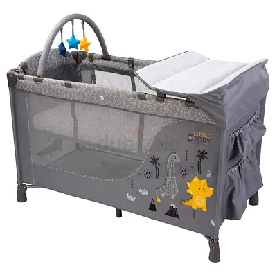 Baby Bed 0-3 years, Little Story Foldable Baby Cot & Playard & Mattress