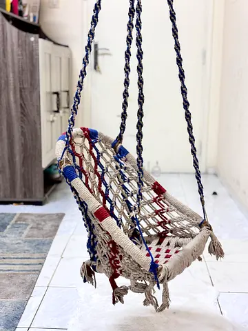 Handmade Cotton Rope Macrame Hammock Swing Chair for kids- with hook and rope