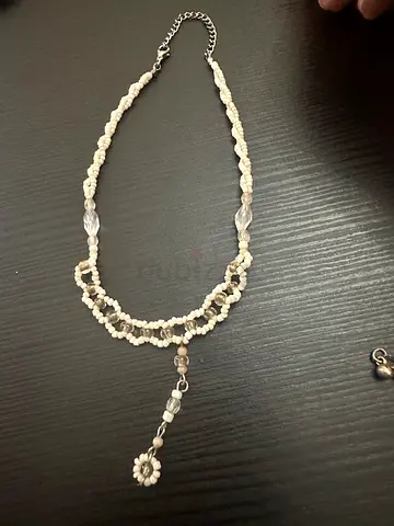Handmade beaded necklace with crystal accents