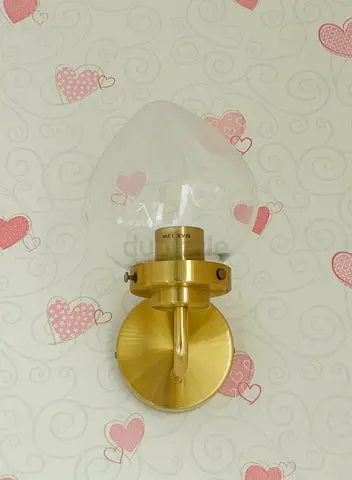 4 pcs available , Brass Wall Sconce with Clear Glass Globe — Single Light