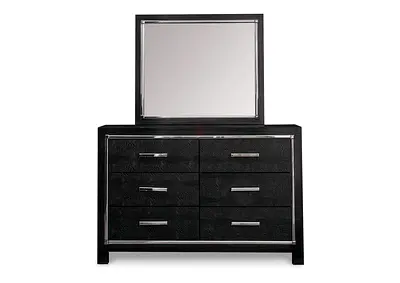 Luxury 6-Drawer Dresser with Mirror – Modern Black Finish |