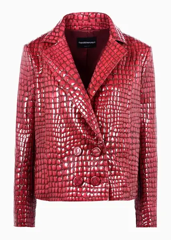 BRAND NEW EMPORIO ARMANI LEATHER JACKET CROCODILE EMBOSSED LEATHER