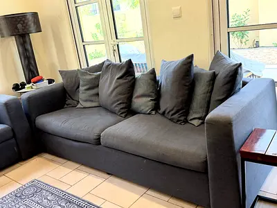 Dark grey 3-seater sofa with removable cushions - good condition