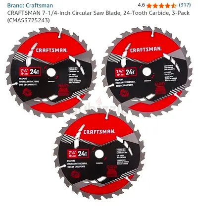 CRAFTSMAN 7-1/4-Inch Circular Saw Blade, 24-Tooth Carbide, 3-Pack (CMAS3725243)