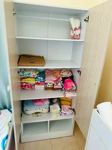 White Baby Wardrobe / Nursery Storage Cupboard - Excellent Condition