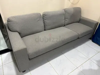 Light Grey 3-Seater Fabric Sofa in Good Condition