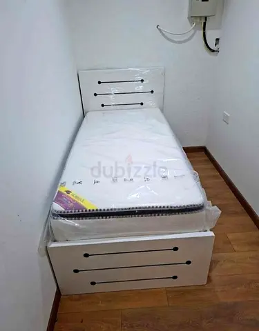 Single bed with storage drawer and mattress - white