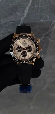 Rolex Daytona style chronograph watch with black rubber strap