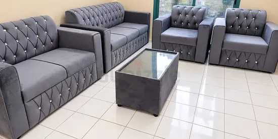 7 seater sofa brand new grey color with crystals  you can get from us in the best deal available