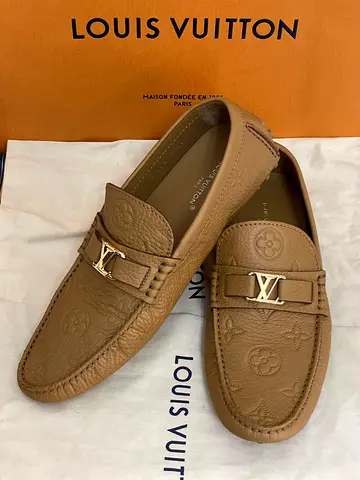 Original LV Louis Vuitton Brown Hockenheim Moccasin Loafers shoes