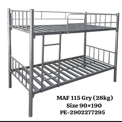 Sturdy Metal Bunk Bed Frame - Double/Single 90x190 cm, Grey
