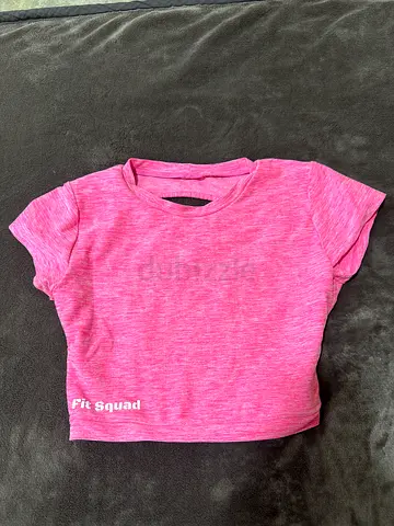 Fit Squad Pink women's crop T-shirt, size small, gently used