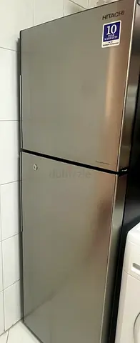 Hitachi 2-door Refrigerator - Stainless Steel Finish, Good Condition