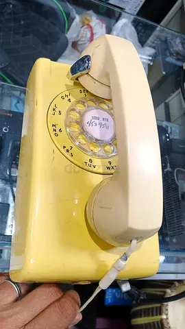 Vintage 1960s Western Electric Yellow Rotary Phone Wall Mount Telephone
