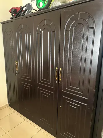 Dark Brown 6-Door Wooden Wardrobe - Good Condition