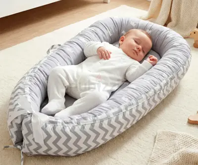 Fab N Funky Printed Baby Nest Deluxe Pod - Grey, 0-24 Months, Portable Lightweight Travel-Friendly a