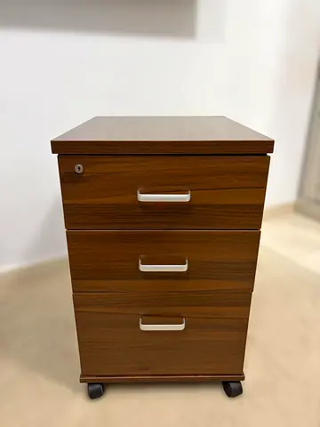 DARK WALNUT - 3 DRAWER TABLE WITH WHEELS URGENT SALE PRICE NEGOTIABLE
