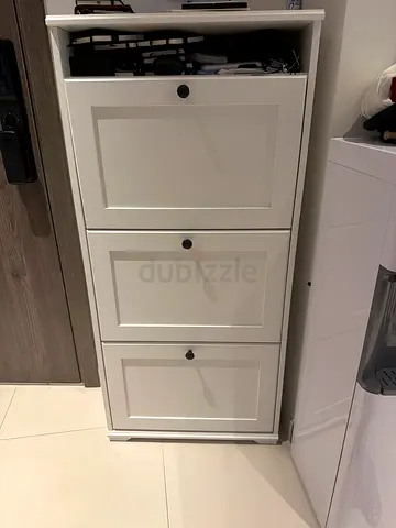 White 3-Door Shoe Cabinet / Storage Cupboard - Good Condition