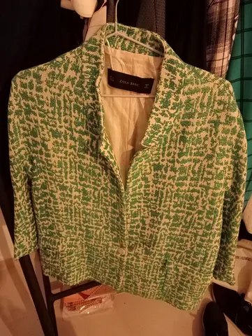 Zara Basic green patterned women's blazer size S
