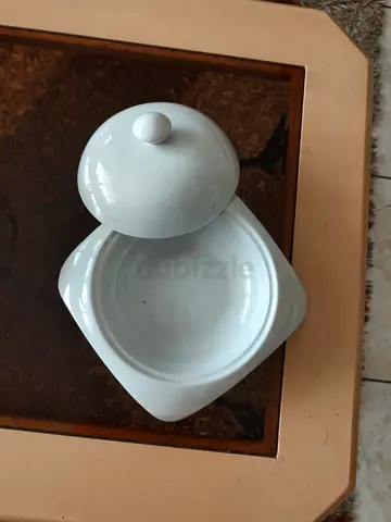 dining table serving bowl with cover white