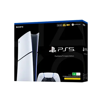 PlayStation 5 slim Digital Edition with 4 DualSense Controllers (White, Blue, Maroon)