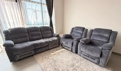 Gray 3-Seater Recliner Sofa with 2 Matching Recliner Chairs - It’s still under warranty with Danube