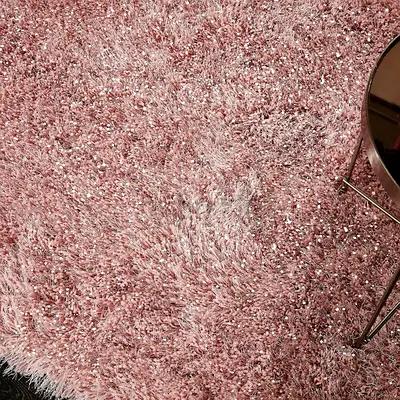 Luxurious Soft Pink Shaggy Sparkle Rug