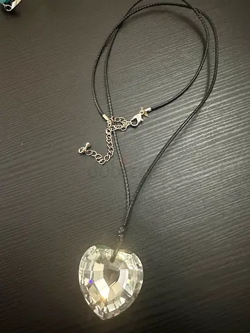 Heart-shaped Crystal Pendant Necklace on Adjustable Cord