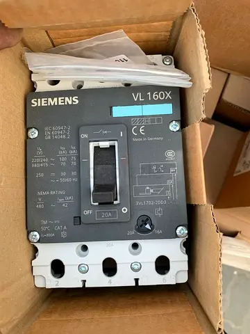 Siemens VL160X 20A Industrial Circuit Breaker - Like New