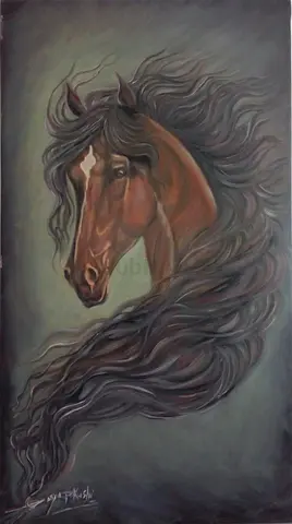 Original Horse Oil Painting on Canvas – 116 × 62 cm