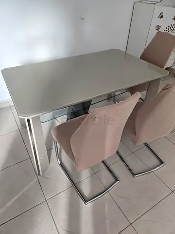 Glass Top Dining Table with 6 Chairs - Good Condition