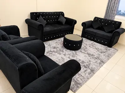 7 seater brand new sofa black color available  with crystals available at less prices